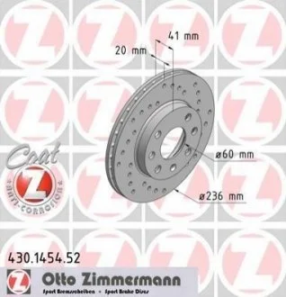 Диск гальмівний для ZIMMERMANN 430.1454.52 фото товару