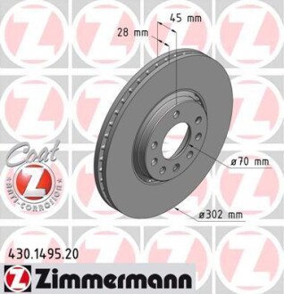 Диск гальмівний ZIMMERMANN 430.1495.20 фото товару