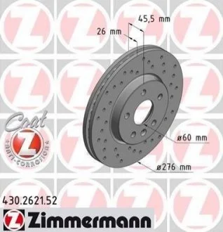Диск гальмівний для Opel, Vauxhall, Chevrolet ZIMMERMANN 430.2621.52 фото товару