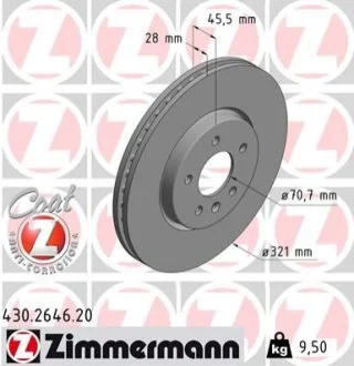 Диск гальмівний Coat Z для ZIMMERMANN 430264620 фото товару