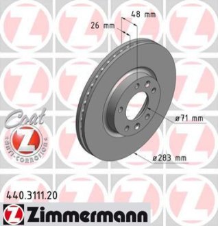 Диск гальмівний ZIMMERMANN 440.3111.20 фото товара