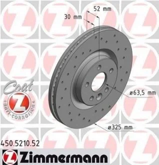 Диск гальмівний для Land Rover ZIMMERMANN 450.5210.52 фото товару