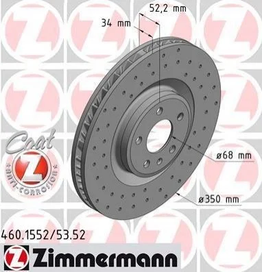 <strong>Диск гальмівний ZIMMERMANN 460.1552.52 (фото 1)</strong>