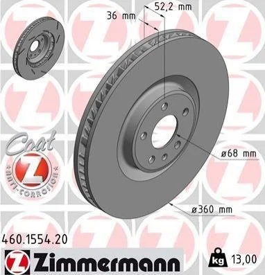 <strong>Диск гальмівний ZIMMERMANN 460.1554.20 (фото 1)</strong>