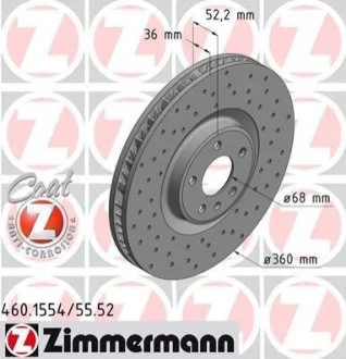 Диск гальмівний SPORT Z лівий для Porsche ZIMMERMANN 460155452 фото товару