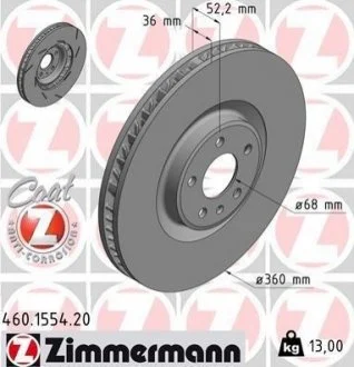 Диск гальмівний для Porsche ZIMMERMANN 460.1555.20 фото товару