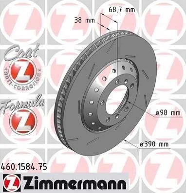 <strong>Диск гальмівний FORMULA Z лівий ZIMMERMANN 460.1584.75 (фото 1)</strong>