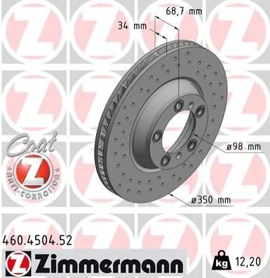 <strong>Диск гальмівний SPORT Z лівий ZIMMERMANN 460450452 (фото 1)</strong>