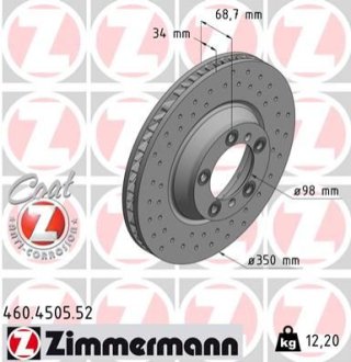 Диск гальмівний SPORT Z правий ZIMMERMANN 460450552 фото товара