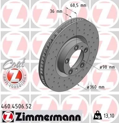 <strong>Диск тормозной SPORT Z левый ZIMMERMANN 460450652 (фото 1)</strong>