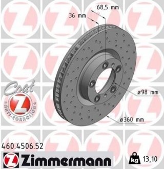 Диск тормозной SPORT Z левый ZIMMERMANN 460450652 фото товара