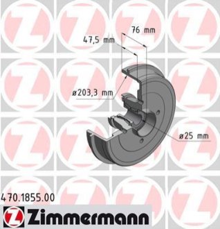 Барабан гальмівний ZIMMERMANN 470.1855.00 фото товара