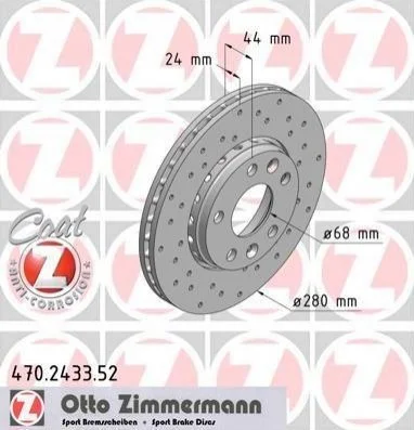 <strong>Диск гальмівний ZIMMERMANN 470.2433.52 (фото 1)</strong>
