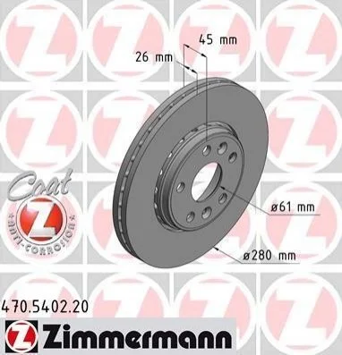 <strong>Диск гальмівний ZIMMERMANN 470.5402.20 (фото 1)</strong>