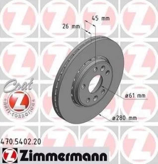 Диск гальмівний для ZIMMERMANN 470.5402.20 фото товару
