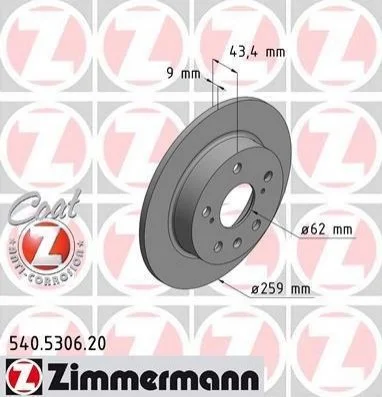 <strong>Диск гальмівний ZIMMERMANN 540.5306.20 (фото 1)</strong>