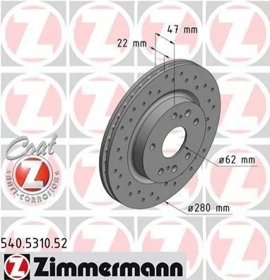 <strong>Диск гальмівний ZIMMERMANN 540.5310.52 (фото 1)</strong>