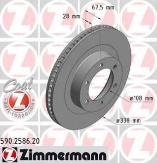 Диск гальмівний Coat Z для Toyota, Lexus ZIMMERMANN 590.2586.20 фото товару