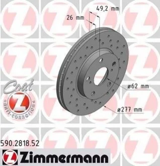 Диск гальмівний для Toyota ZIMMERMANN 590.2818.52 фото товару