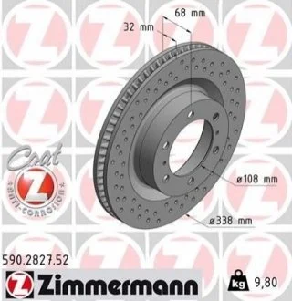 Диск гальмівний SPORT Z для Toyota ZIMMERMANN 590282752 фото товару