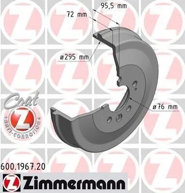 <strong>Барабан гальмівний Coat Z ZIMMERMANN 600196720 (фото 1)</strong>