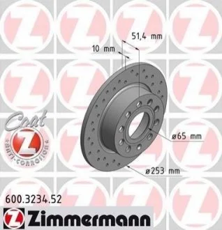 Диск гальмівний для ZIMMERMANN 600.3234.52 фото товару