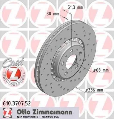 <strong>Диск гальмівний ZIMMERMANN 610.3707.52 (фото 1)</strong>