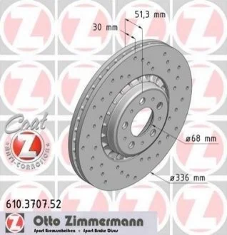 Диск гальмівний для Volvo ZIMMERMANN 610.3707.52 фото товару