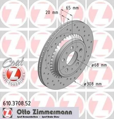<strong>Диск гальмівний ZIMMERMANN 610.3708.52 (фото 1)</strong>