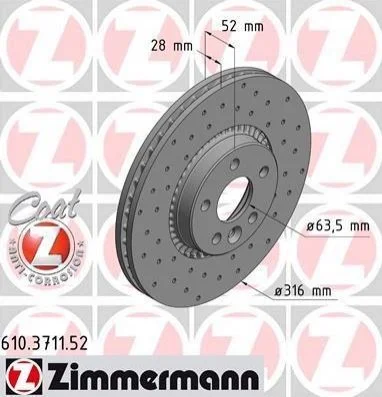 <strong>Диск гальмівний SPORT Z ZIMMERMANN 610.3711.52 (фото 1)</strong>