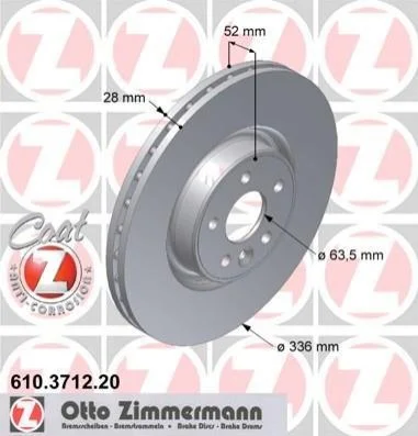 <strong>Диск гальмівний Coat Z ZIMMERMANN 610371220 (фото 1)</strong>