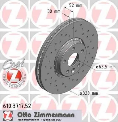 <strong>Диск гальмівний SPORT Z ZIMMERMANN 610.3717.52 (фото 1)</strong>
