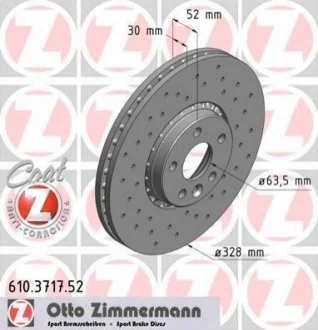 Диск гальмівний SPORT Z для Volvo ZIMMERMANN 610.3717.52 фото товару