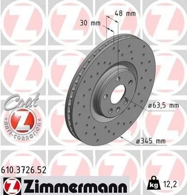 <strong>Диск тормозной ZIMMERMANN 610.3726.52 (фото 1)</strong>