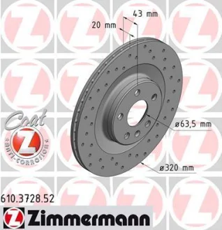 Диск гальмівний SPORT Z VOLVO для Volvo ZIMMERMANN 610372852 фото товару